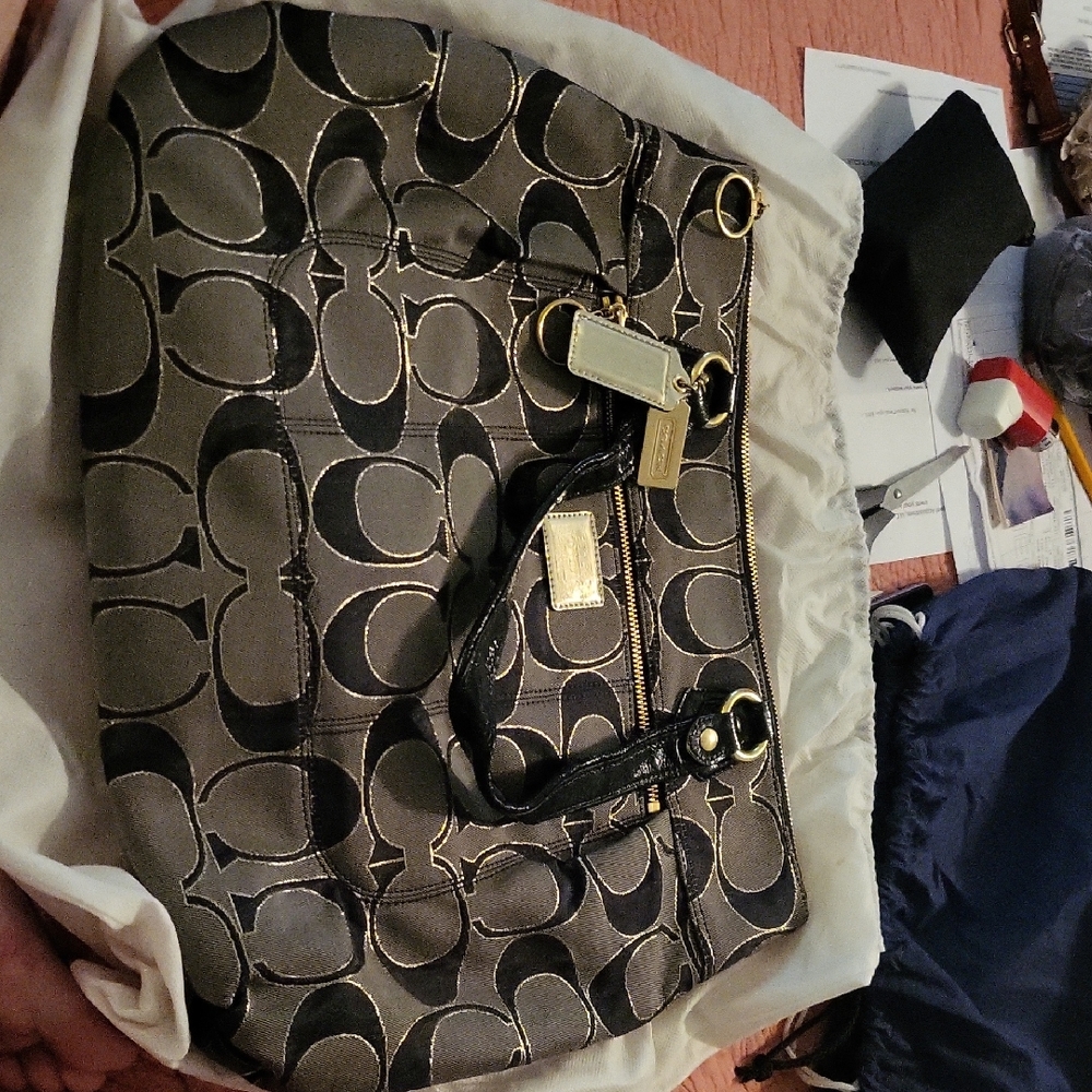 Coach Black and Gold Signature Tote